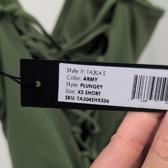 Army Green One-Piece Swimsuit Viral Plungey Snatched TA3 - Picture 5 of 9